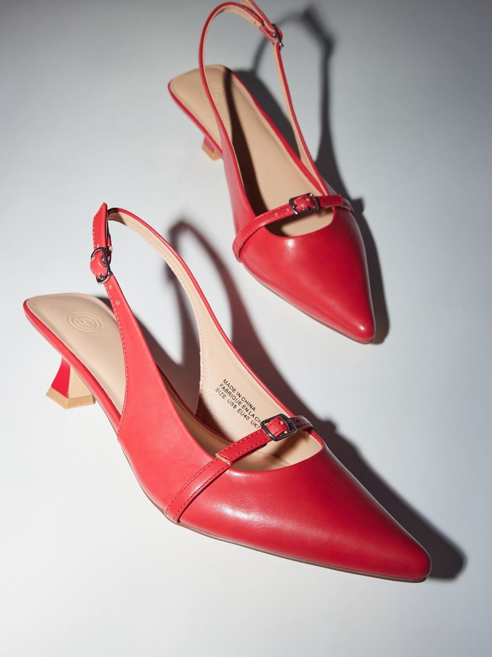 2 PAIRS Urban Outfitters Petra Buckle Slingback Heel Red & Black | US 6 - Picture 11 of 13